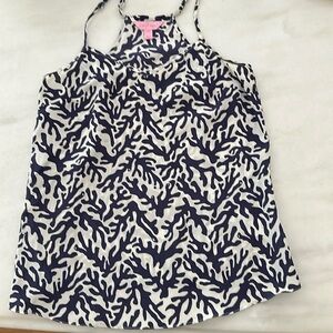 Lilly Pulitzer Blue and White Silk Top. XXS
